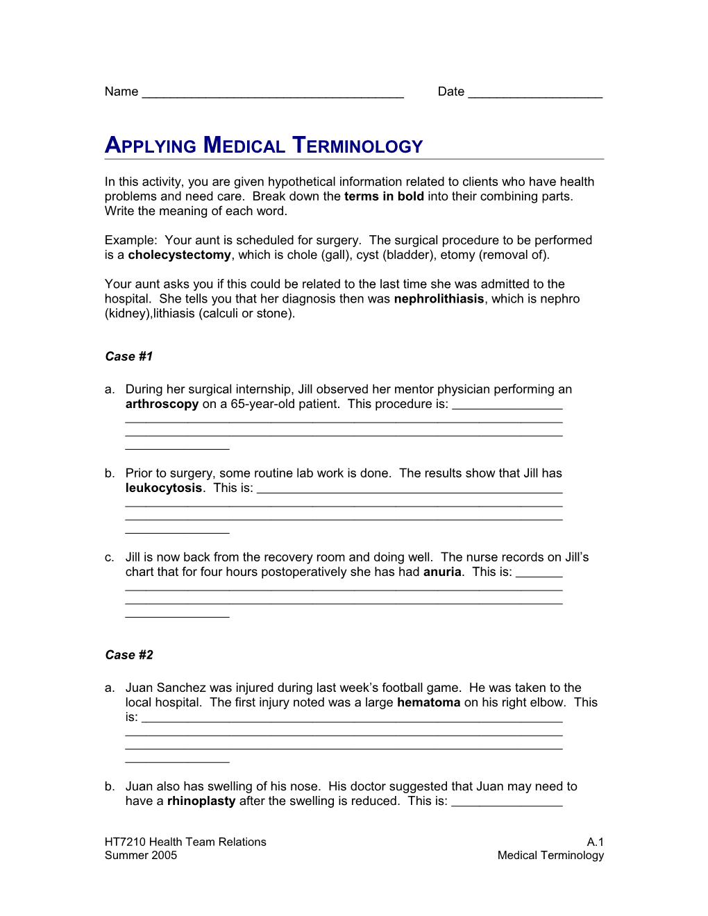 Applying Medical Terminology