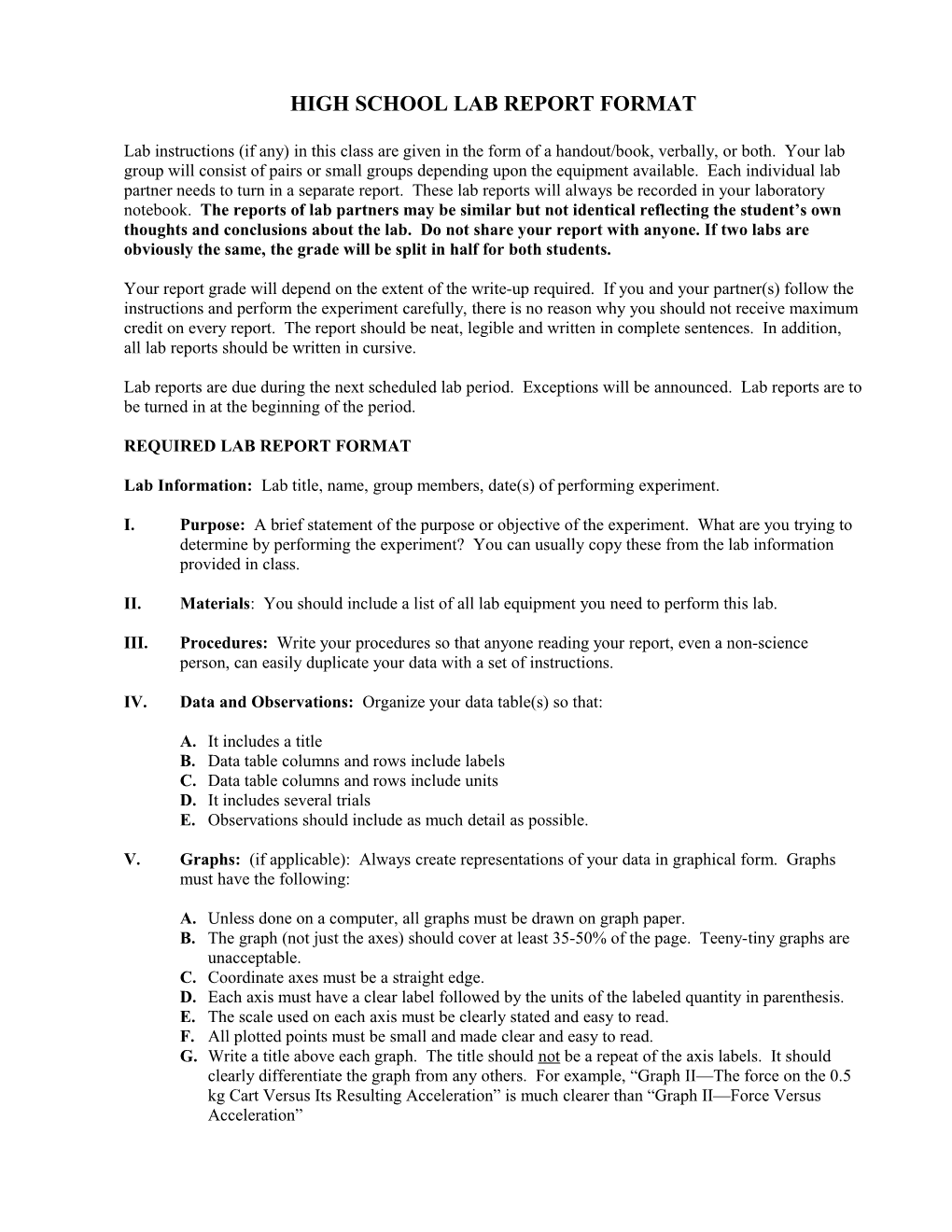 Physics Lab Report Format