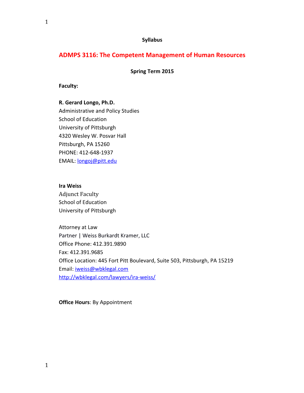 ADMPS 3116: the Competent Management of Human Resources