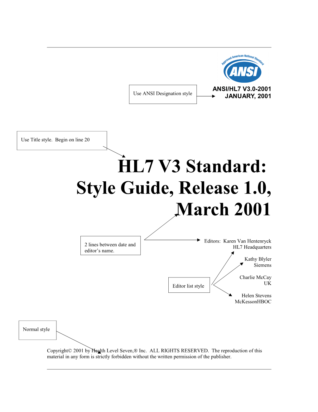 HL7 Style Guide, Release 1.0