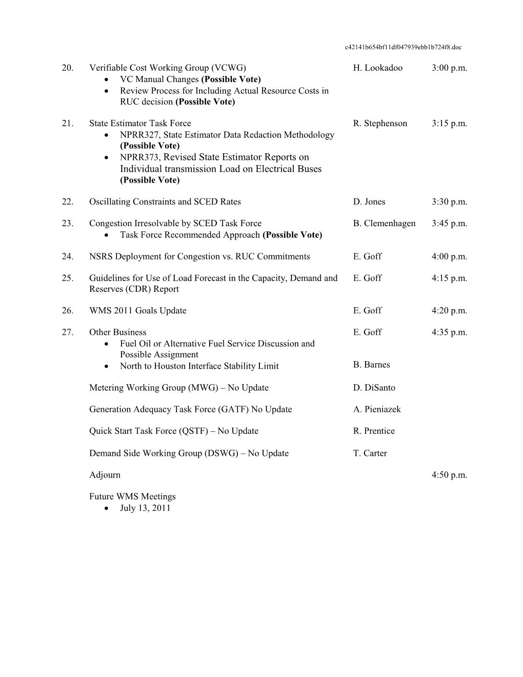 TPTF Draft Agenda: January 12 13, 2009