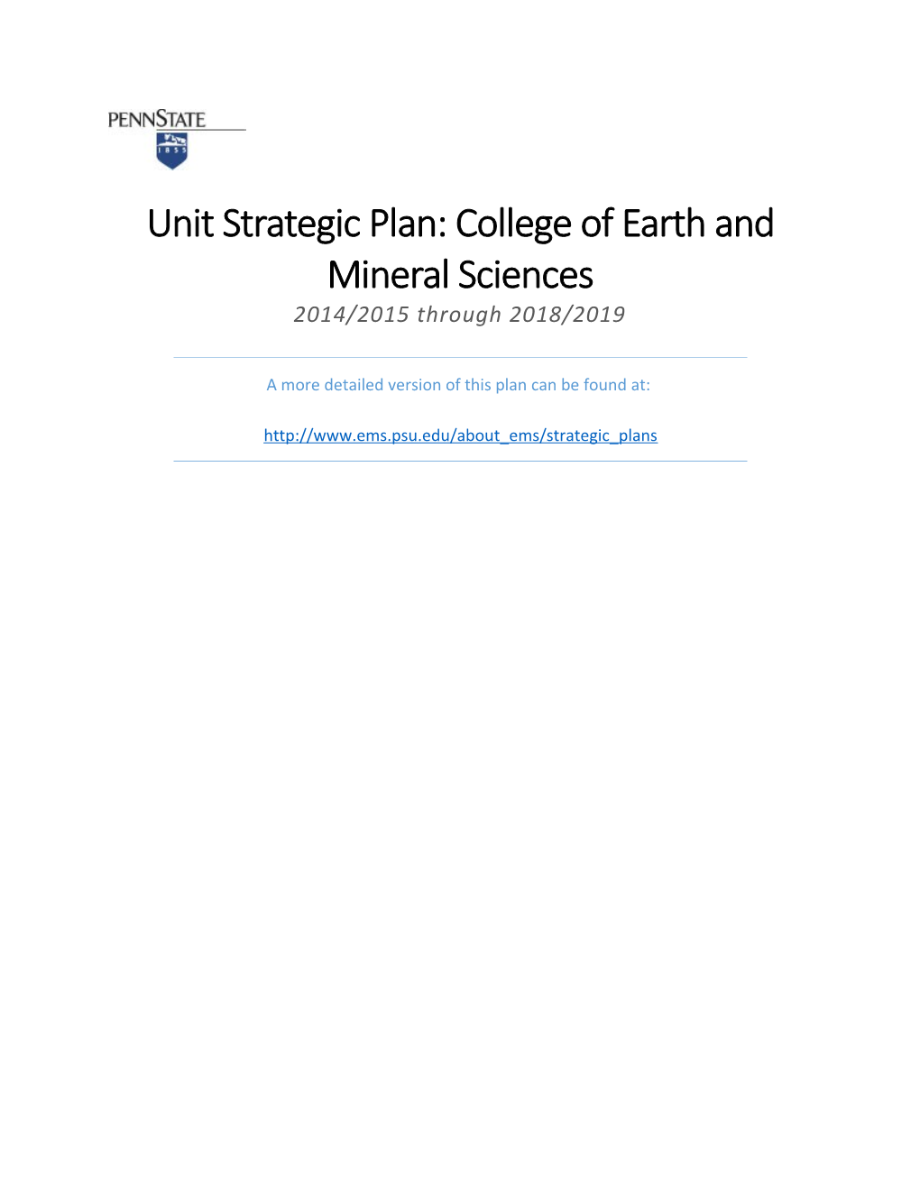 Penn State College of Earth and Mineral Sciences Strategic Plan