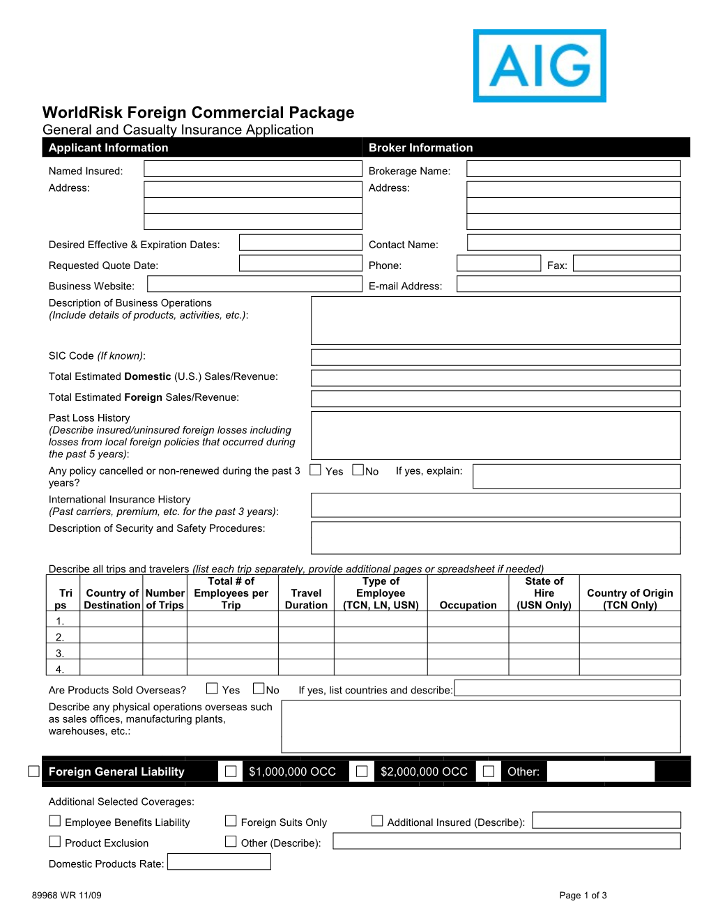 Worldrisk Foreign Commercial Package