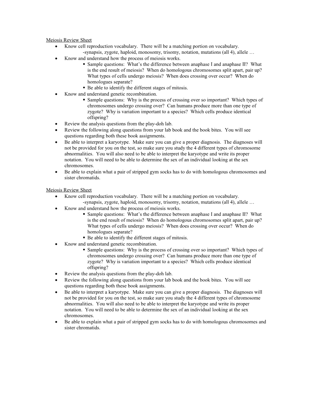 Synapsis, Zygote, Haploid, Monosomy, Trisomy, Notation, Mutations (All 4), Allele