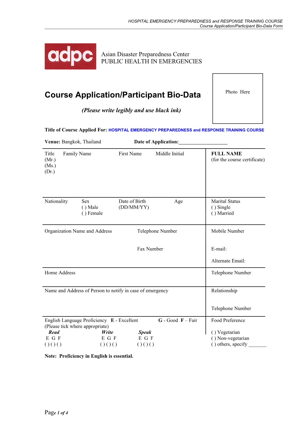 HEPR Application Form