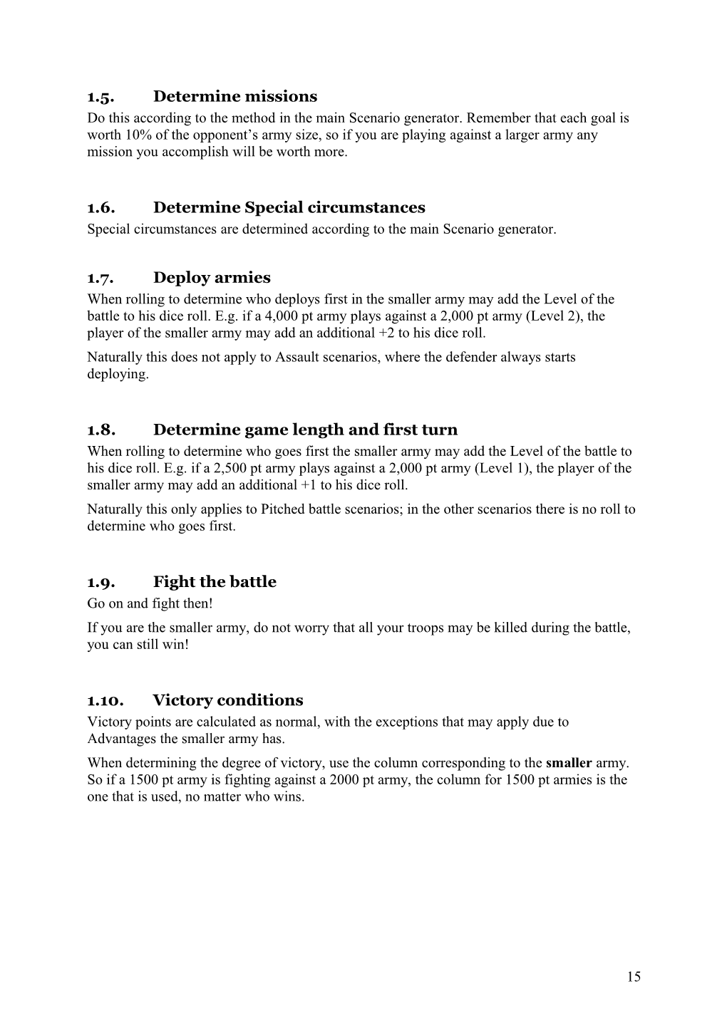 1. Using the Uneven Battles Rules with the Scenario Generator