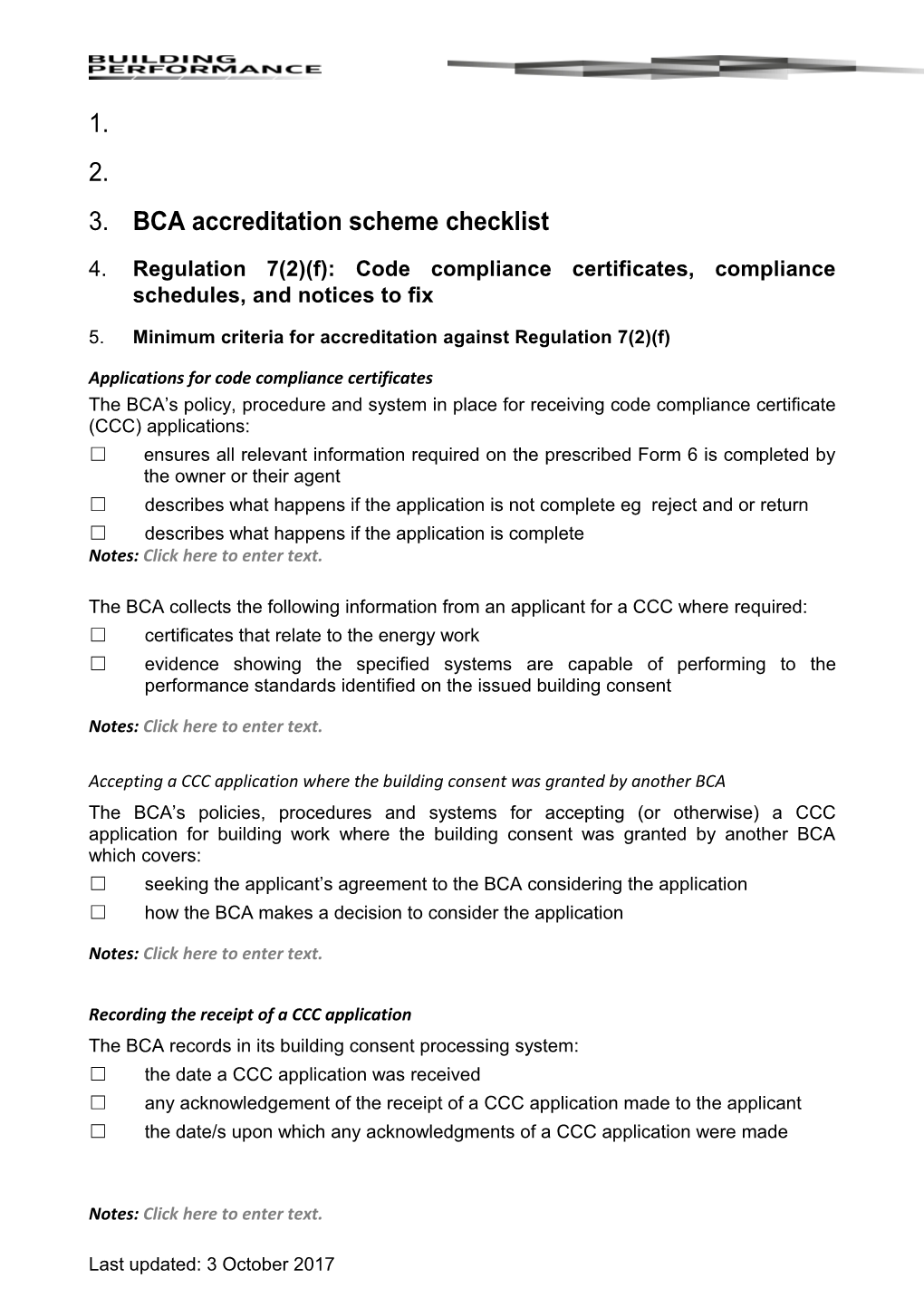 Regulation 7(2)(F) Code Compliance Certificates, Compliance Schedules, and Notices to Fix