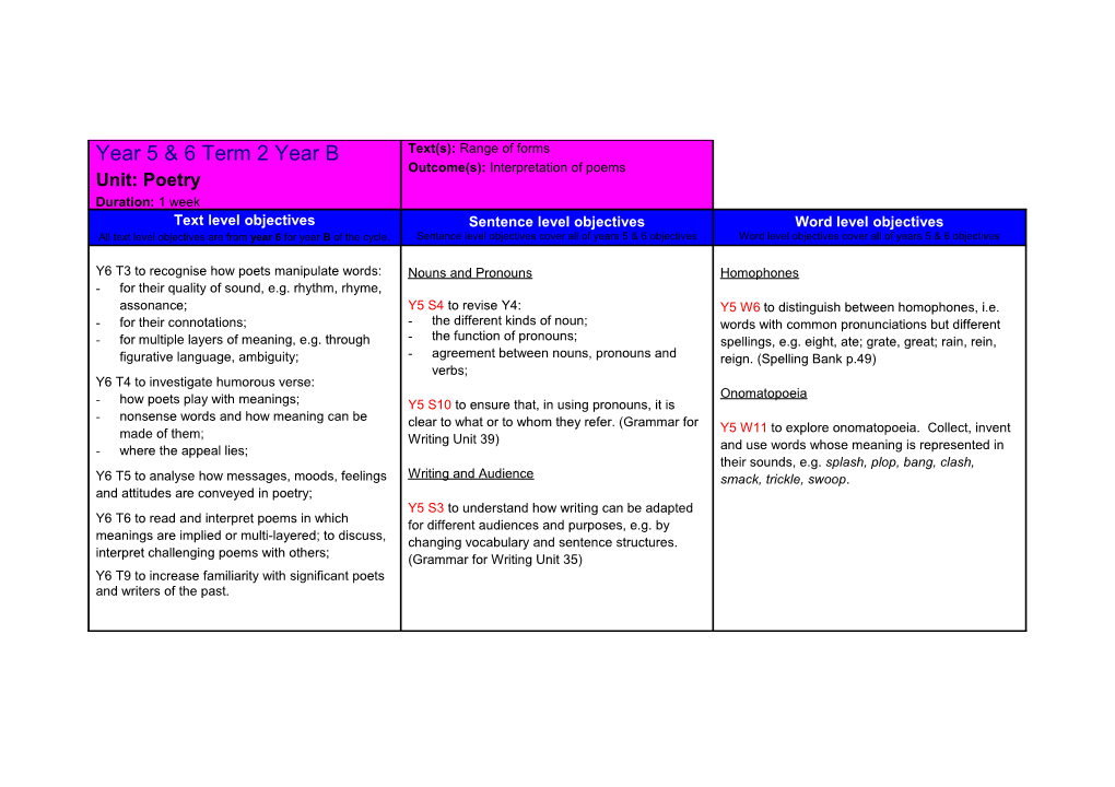 Mixed Age Planning Year 5 & 6 Term 2 Year B
