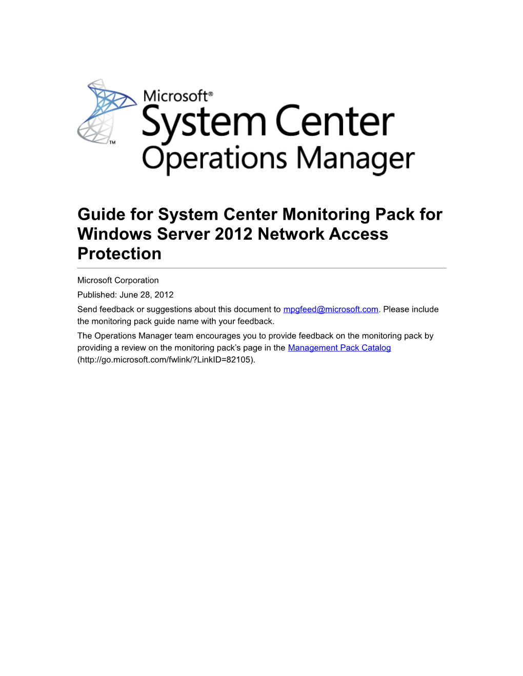 Guide for System Center Monitoring Pack for Windows Server 2012 Network Access Protection