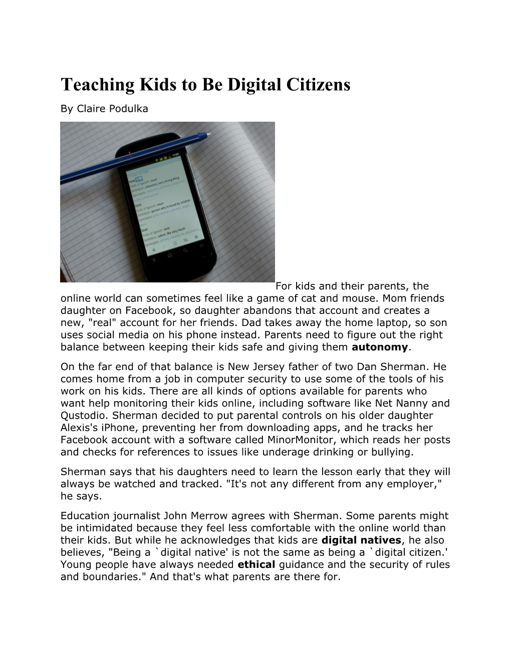 Teaching Kids to Be Digital Citizens