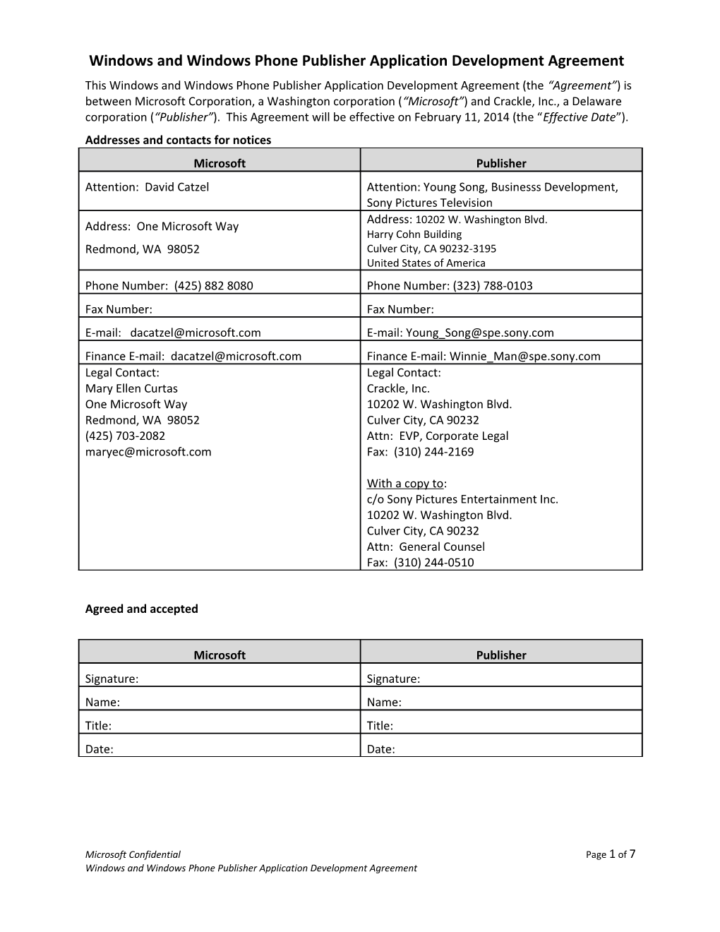 Microsoft Corporation Co-Marketing Agreement