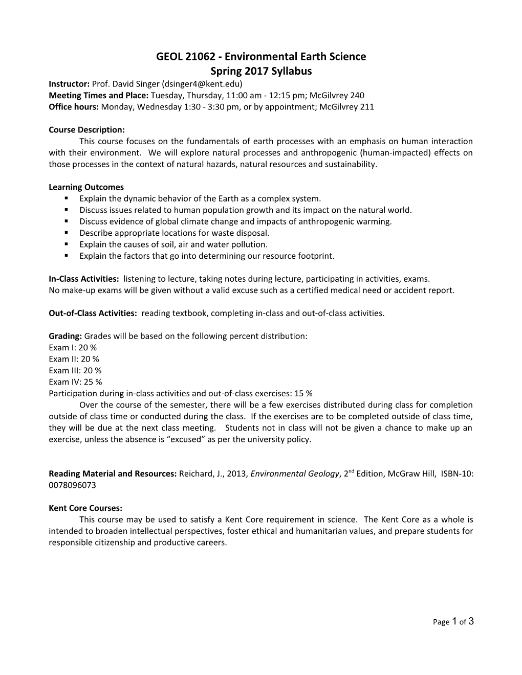 GEOL 21062- Environmental Earth Science