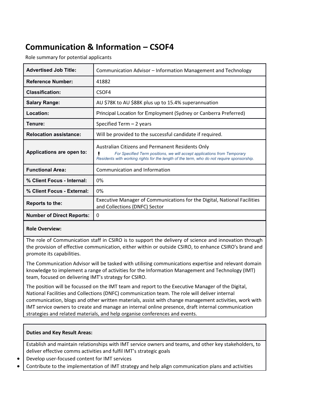 Position Details - Communication and Information - CSOF5