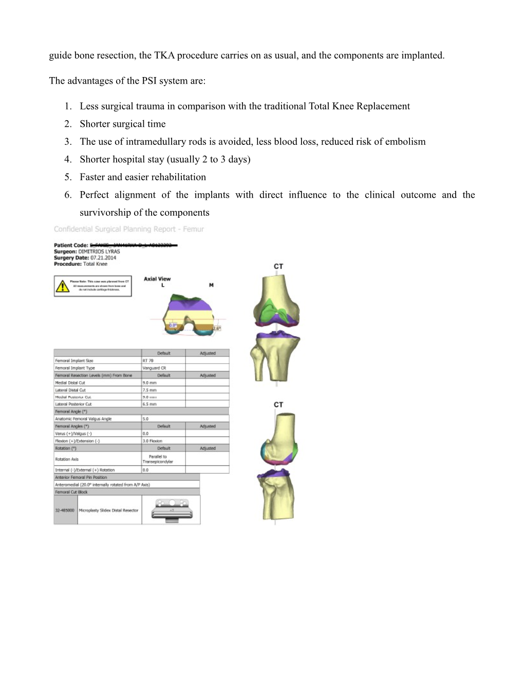 Minimal Invasive Patient Specific Instruments Total Knee Replacement