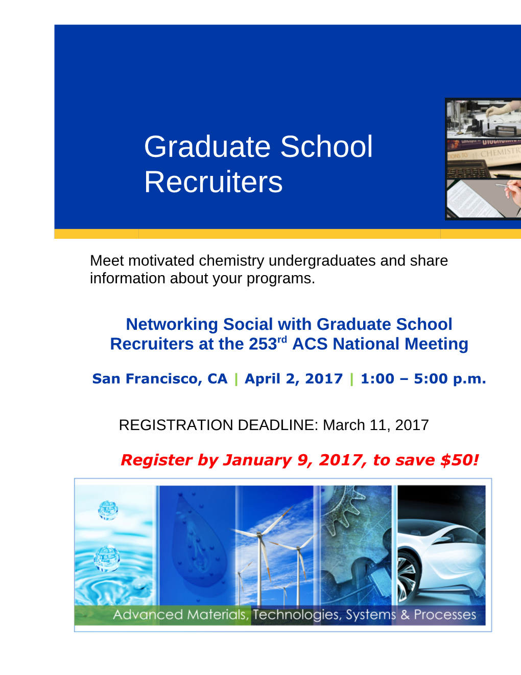 Networking Social with Graduate School Recruiters at the 253Rd ACS National Meeting