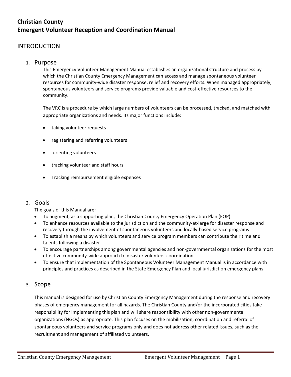 Emergent Volunteer Reception and Coordination Manual