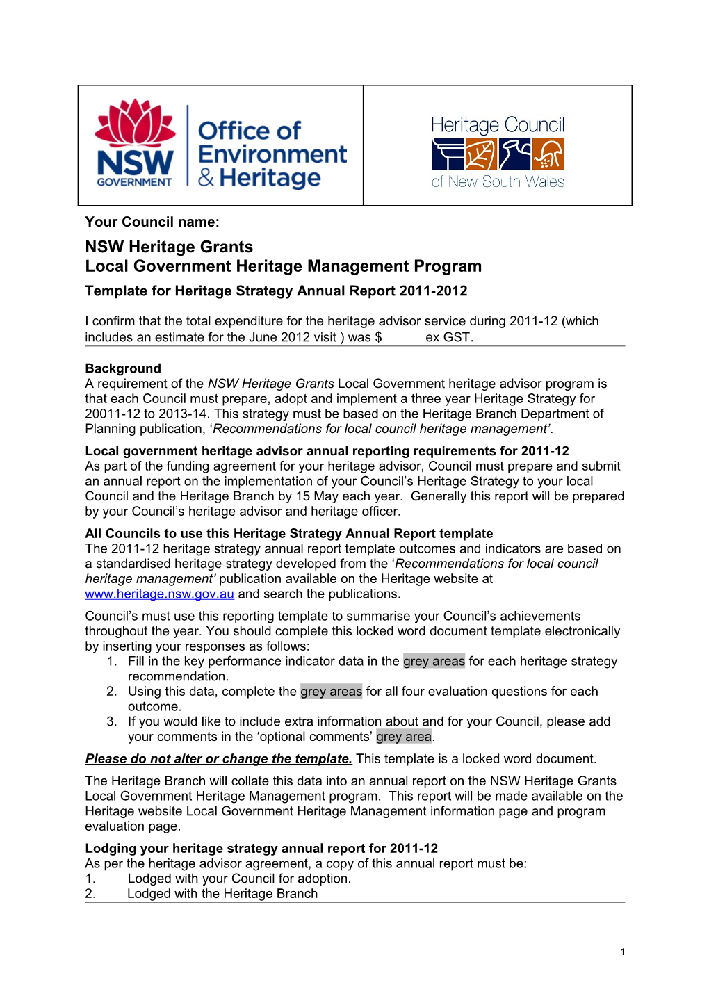 Local Government Heritage Management Program