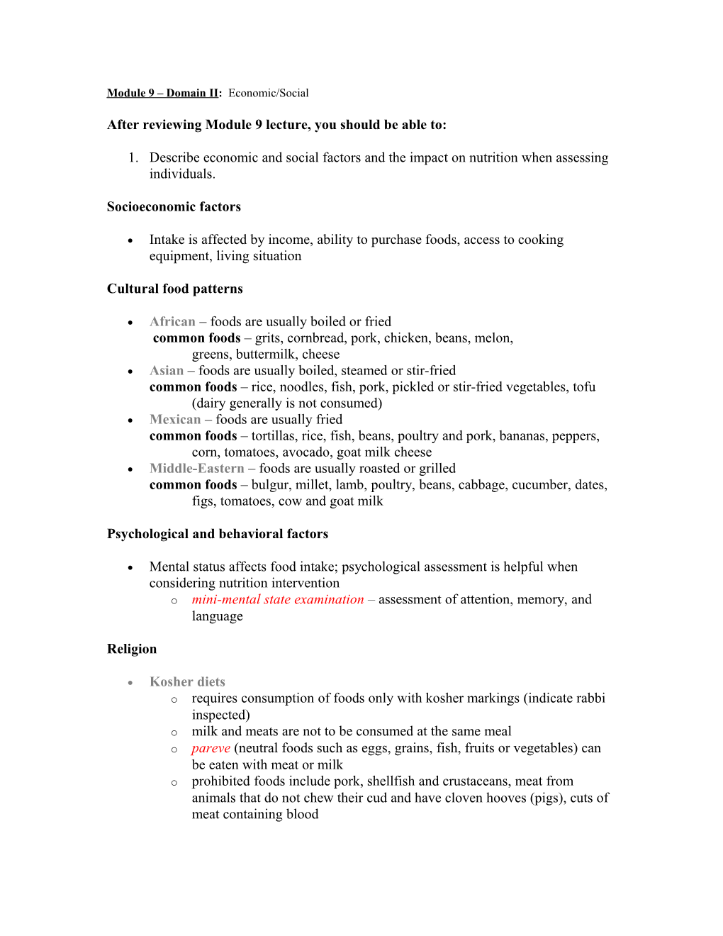 Module 9 Domain II: Economic/Social