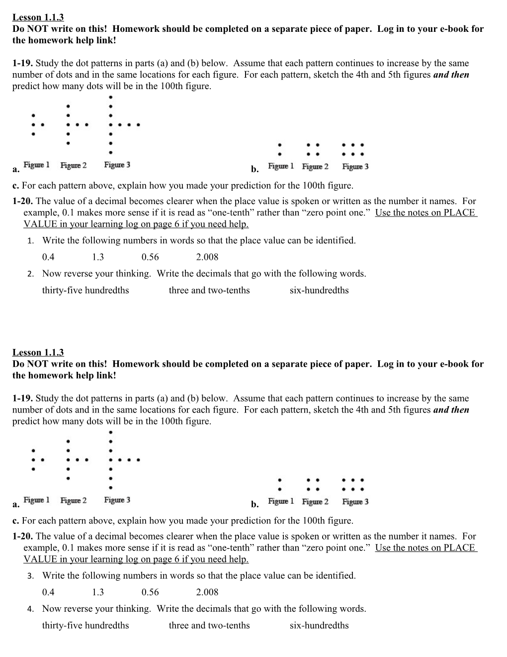 Do NOT Write on This! Homework Should Be Completed on a Separate Piece of Paper. Log In