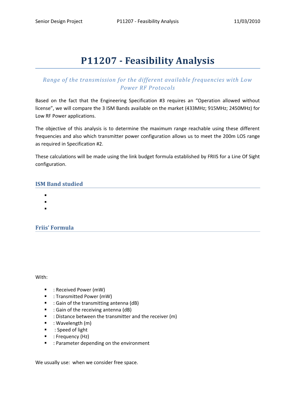 Senior Design Projectp11207 - Feasibility Analysis11/03/2010