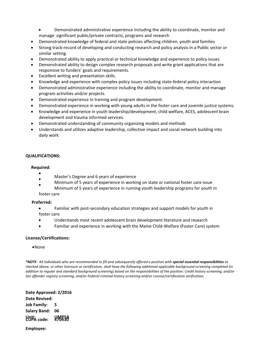 Position Title: Policy Associate II: CYF/PH
