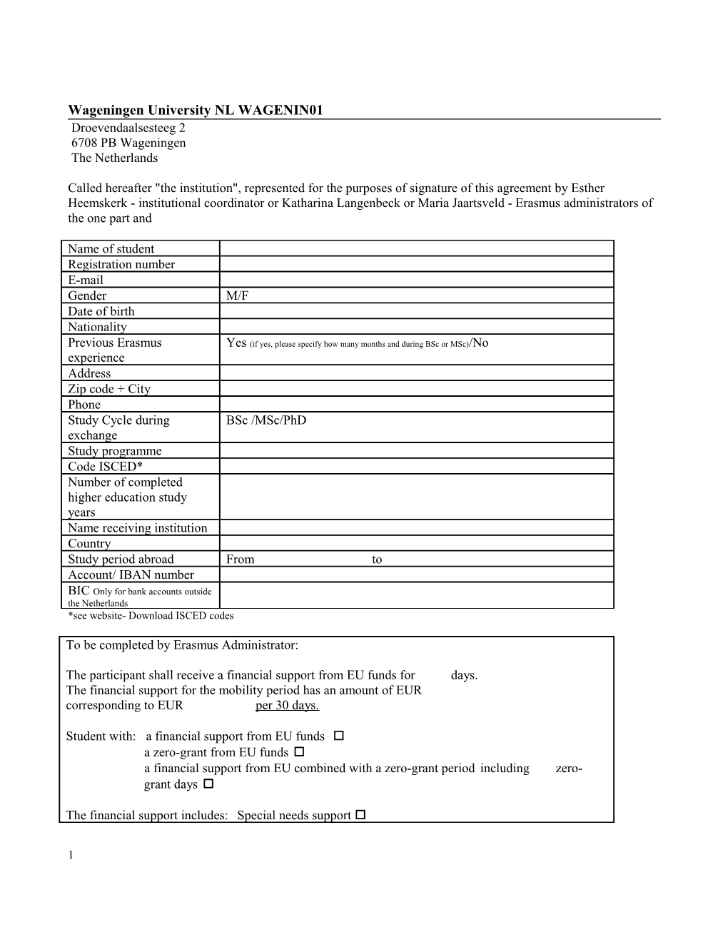 Grant Agreement Model for Erasmus+ Studies And/Or Partnerships