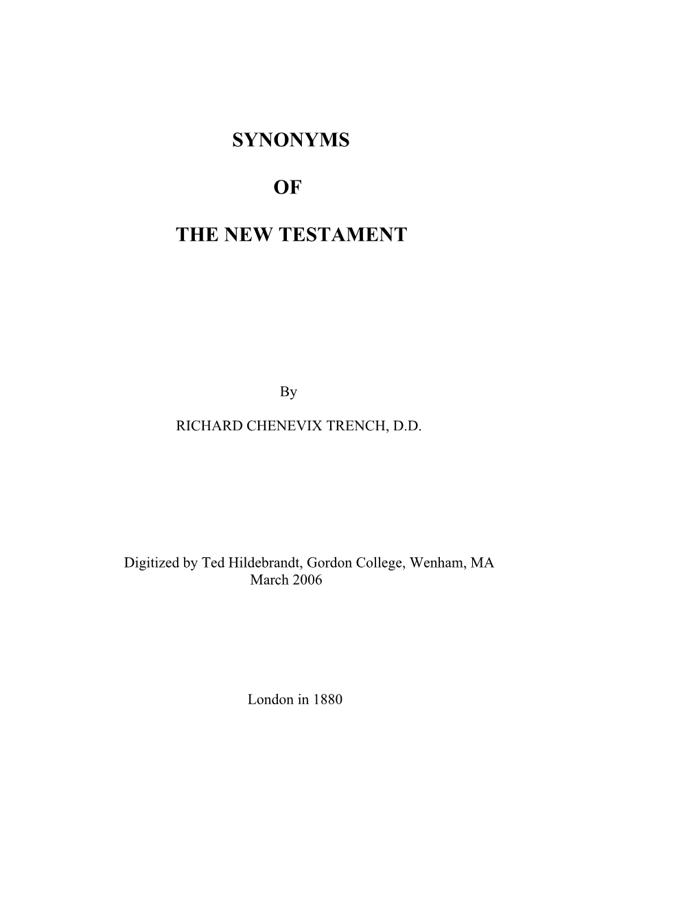 Synonyms of the New Testament