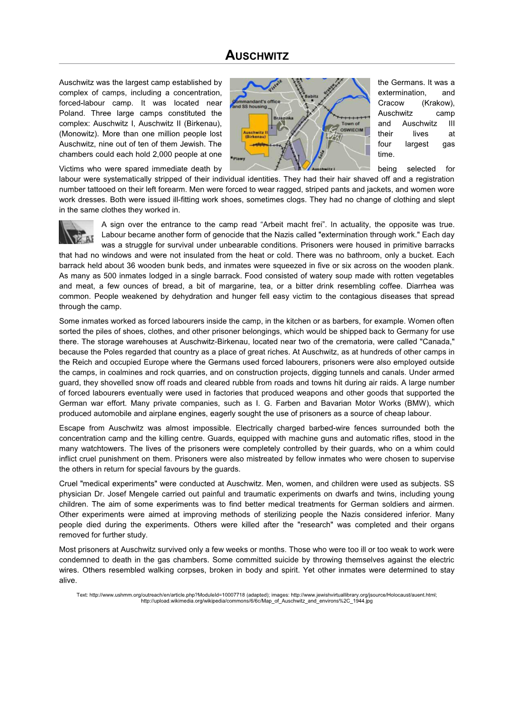 Auschwitz Was the Largest Camp Established by the Germans. It Was a Complex of Camps