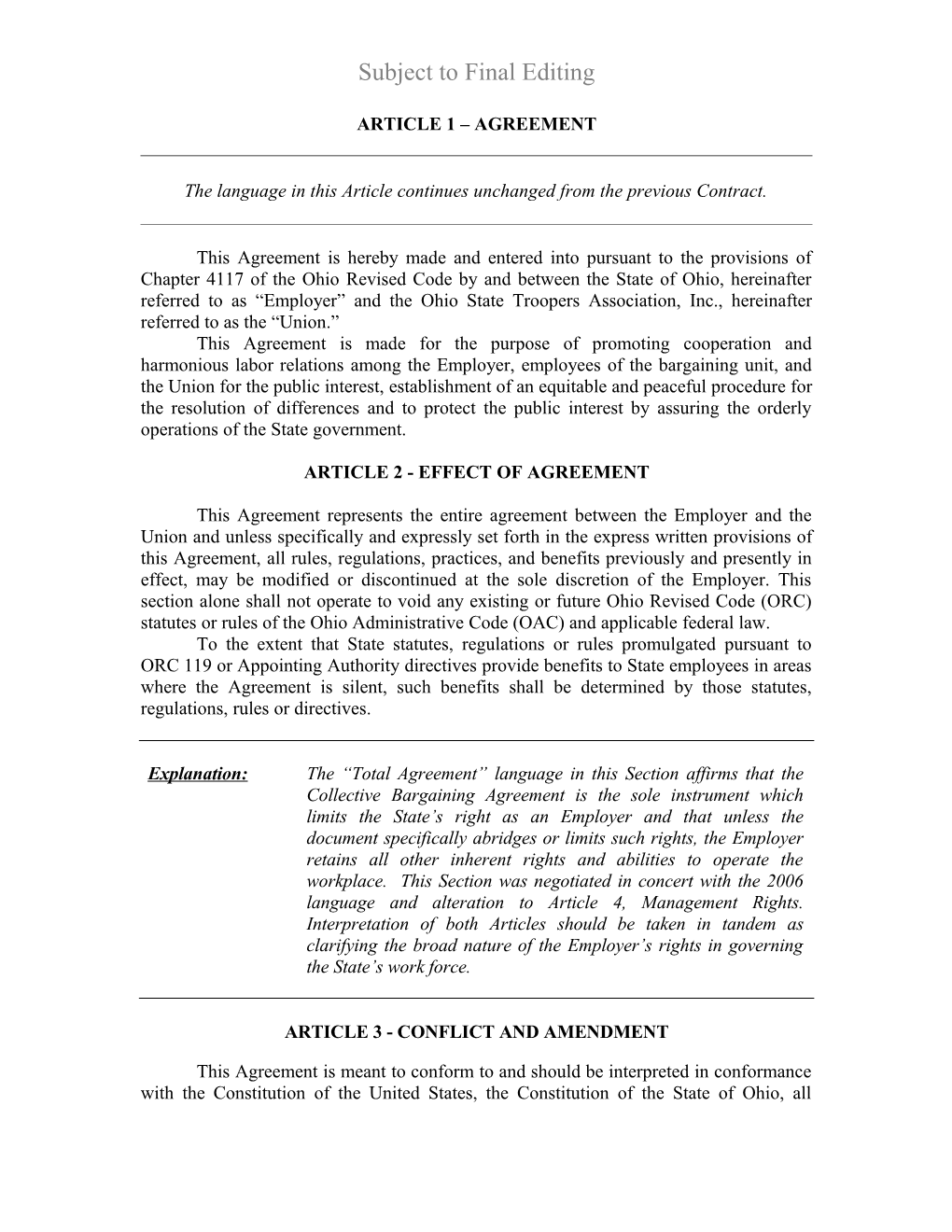 Article 1 Agreement