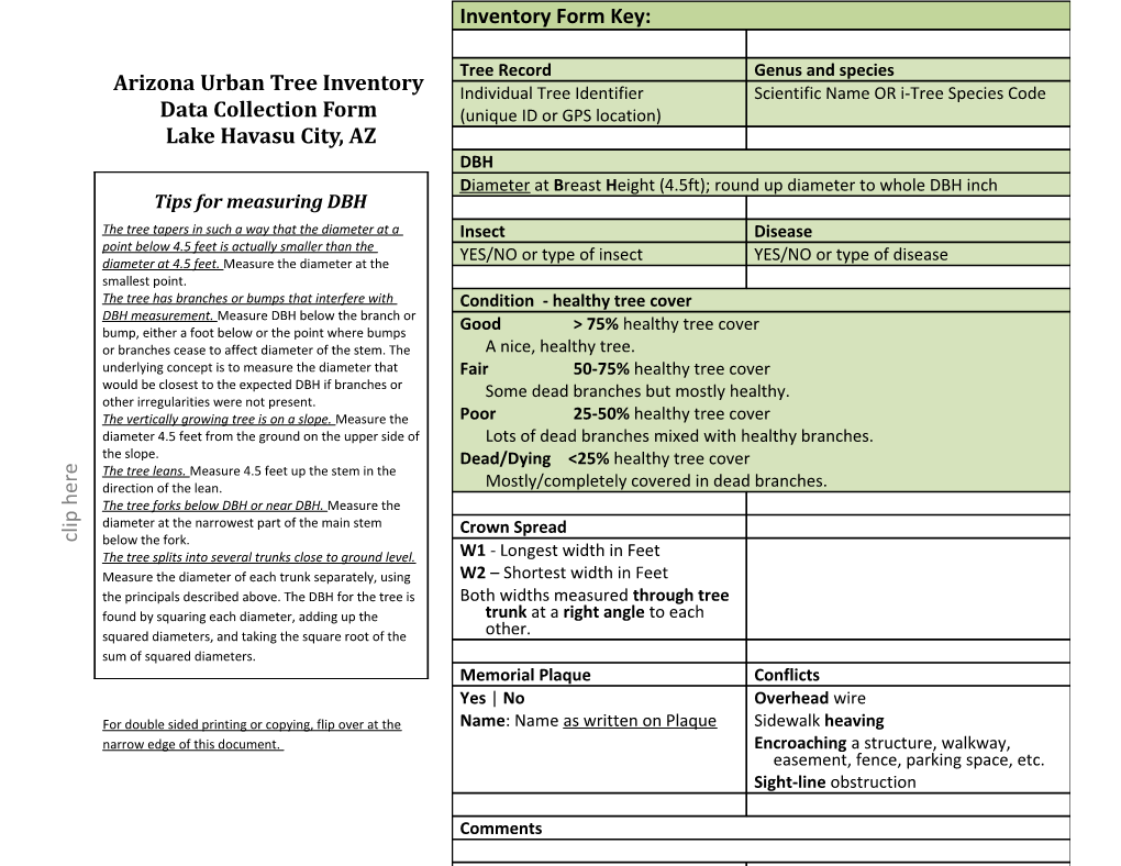 AZUTM Tree Inventory Form