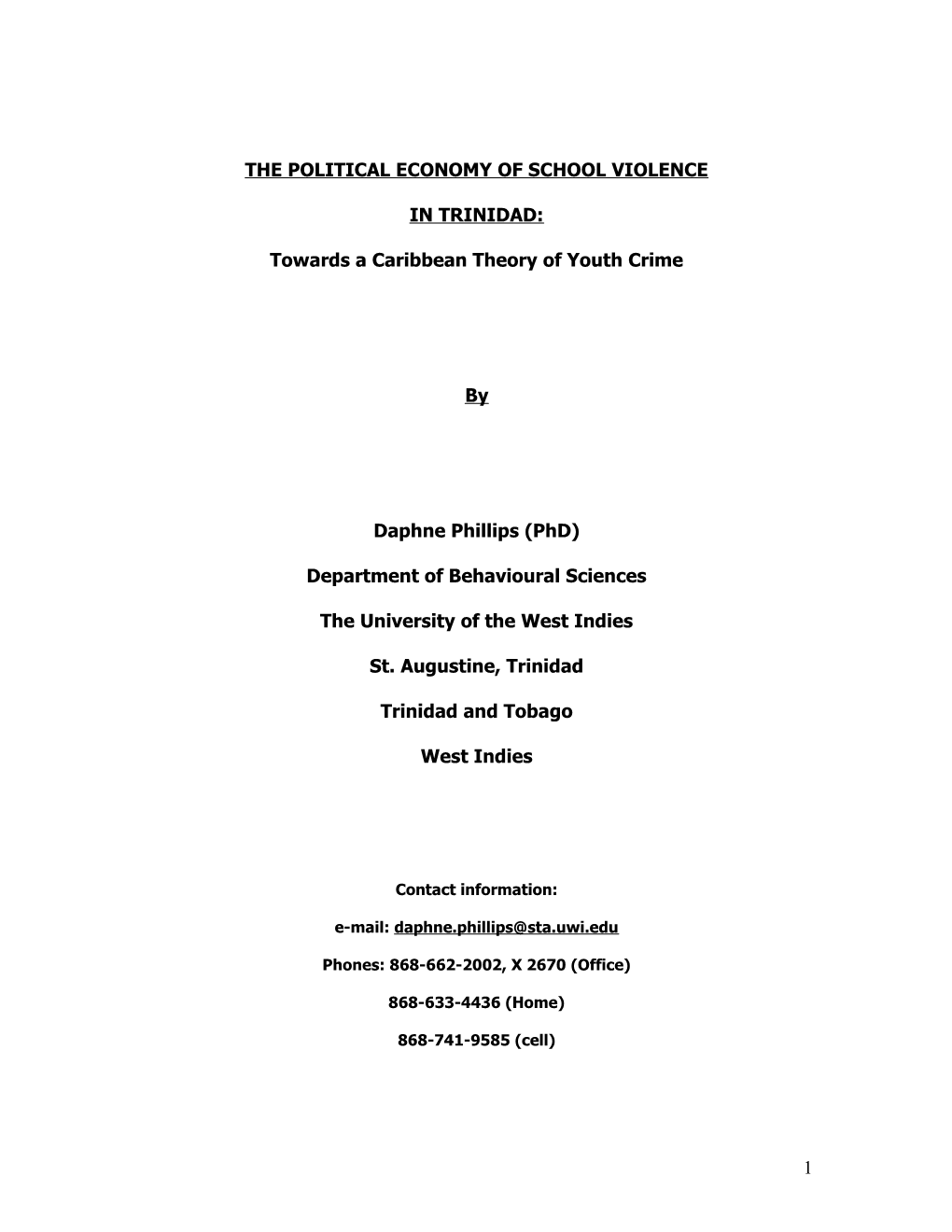 The Political Economy of Schoolviolence