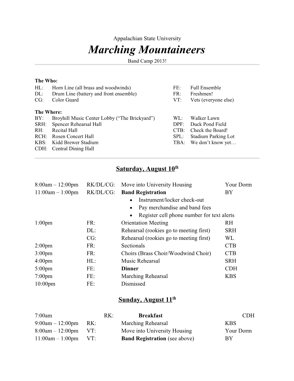 HL:Horn Line (All Brass and Woodwinds)FE:Full Ensemble