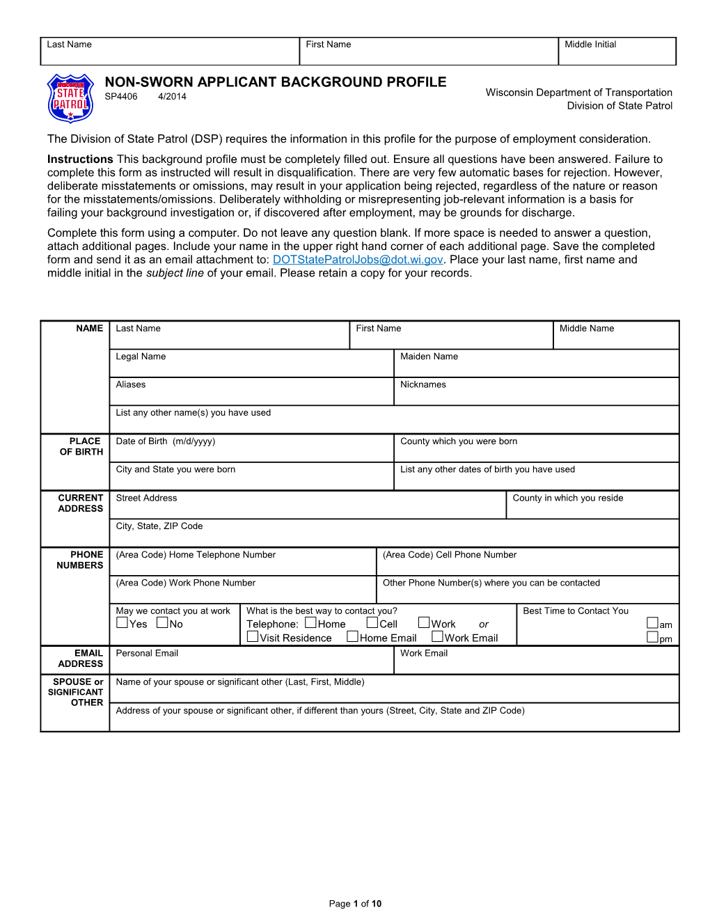 SP4406 Non-Sworn Applicant Background Profile