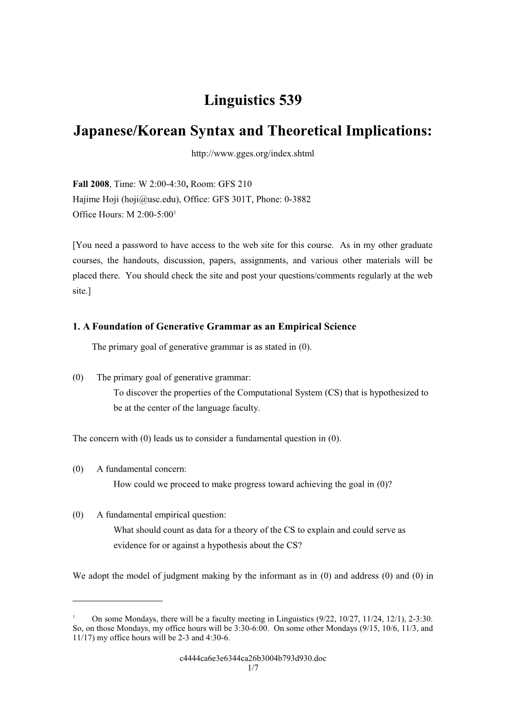 Japanese/Korean Syntax and Theoretical Implications