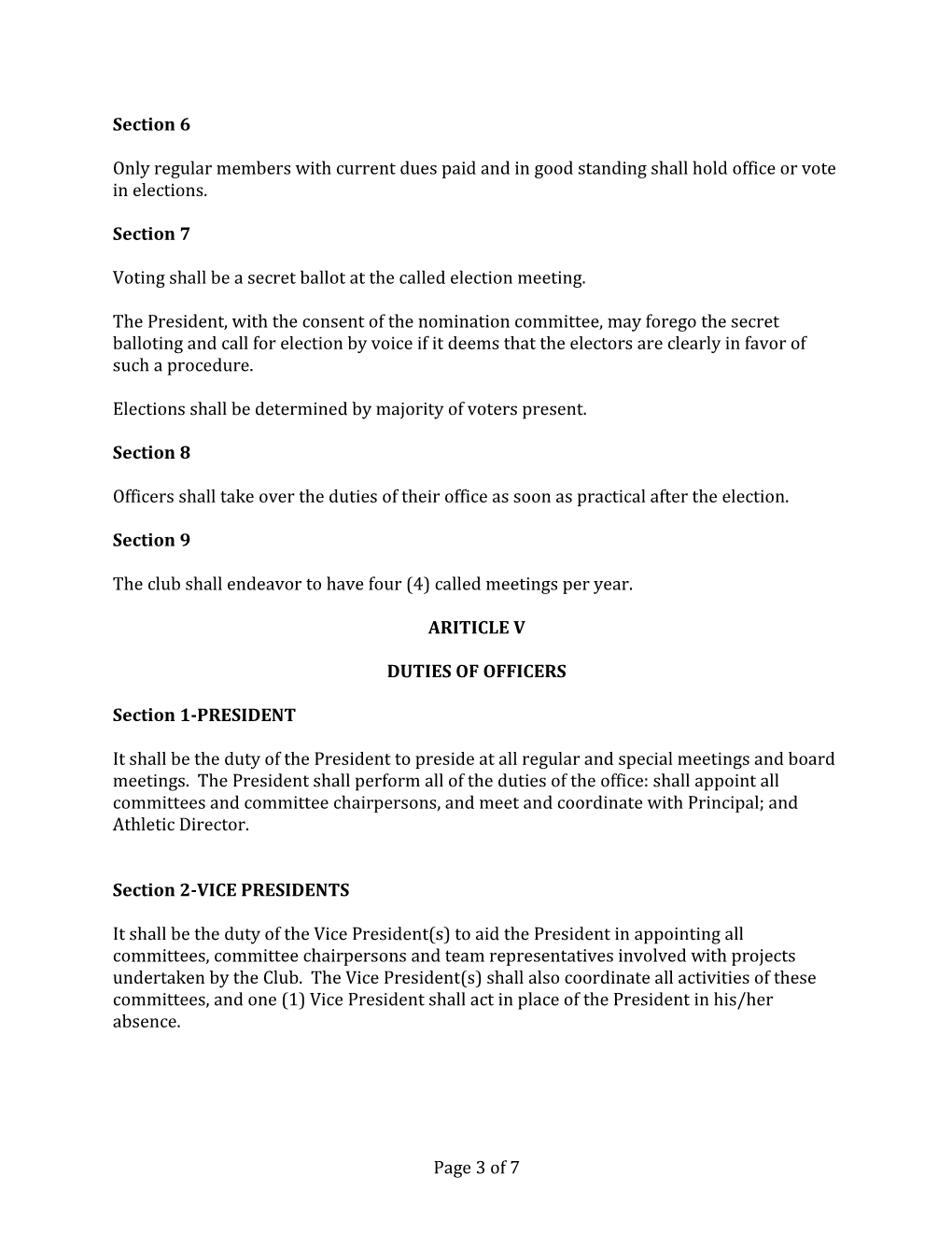 Bylaws for the Golden Hawks Club, Inc