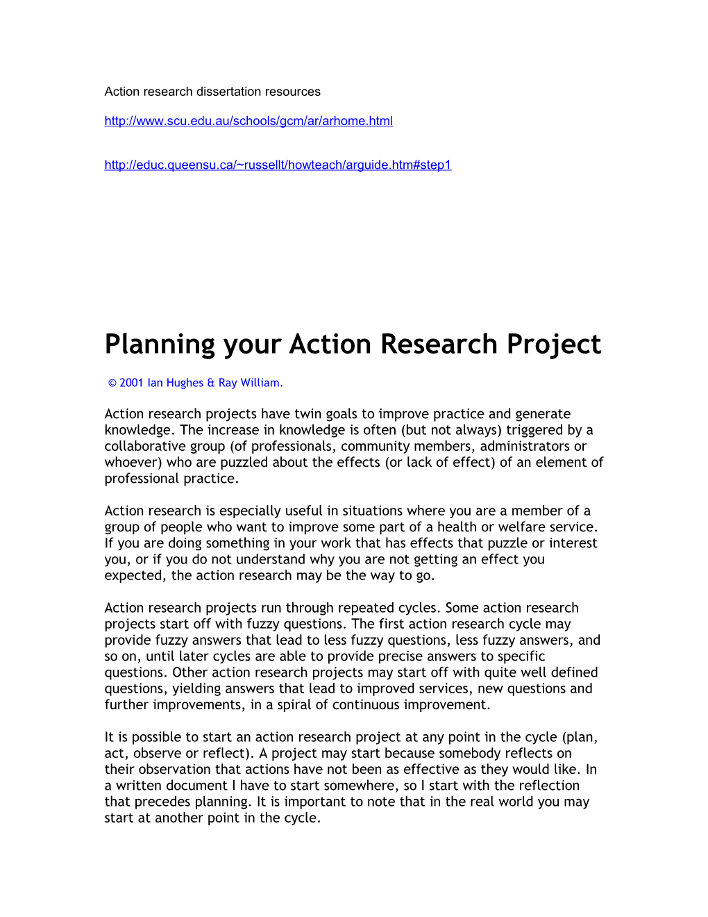 Action Research Dissertation Resources