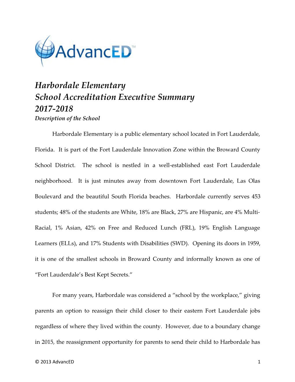 School Accreditation Executive Summary