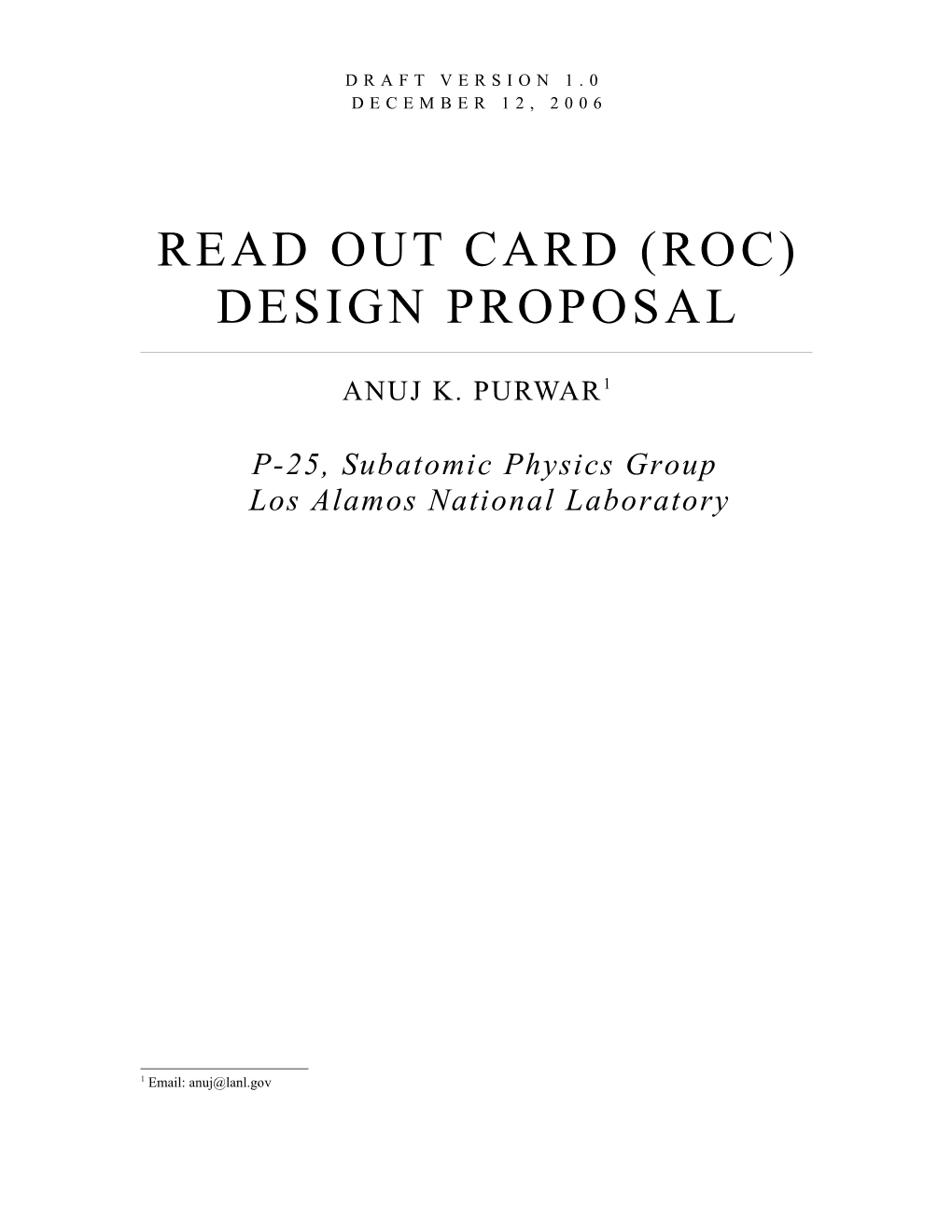 Read out Card (ROC) Design Proposal