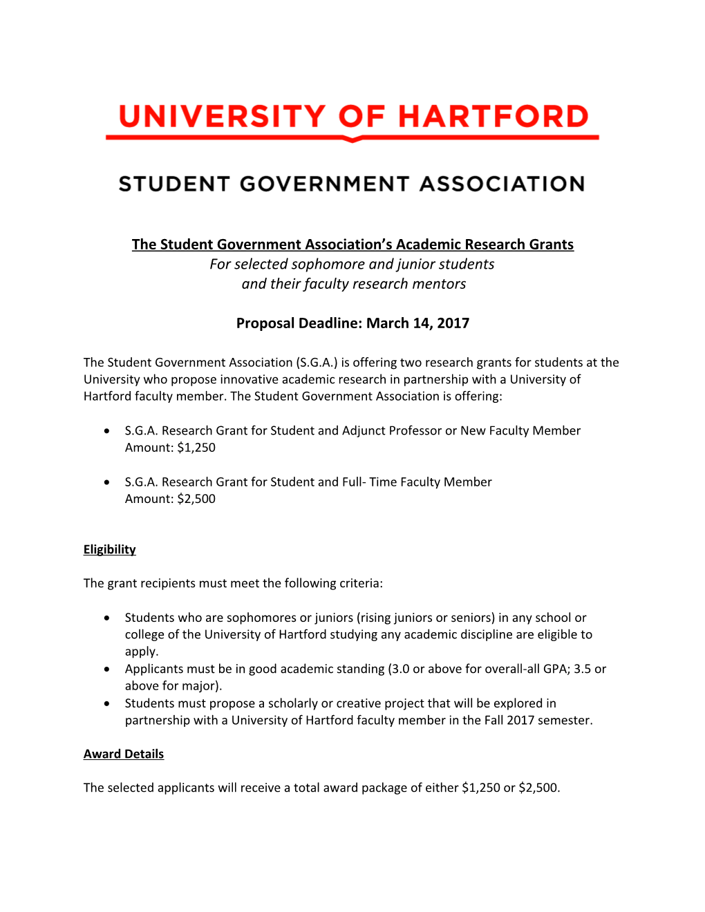 The Student Government Association S Academic Research Grants