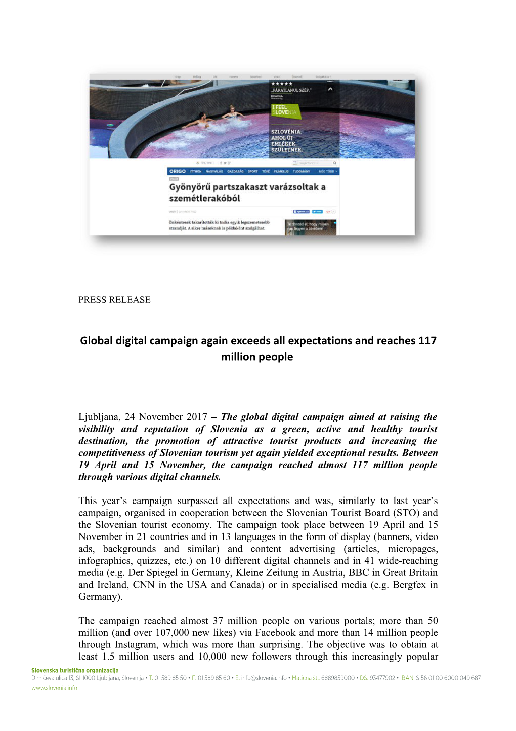 Global Digital Campaign Again Exceeds All Expectations and Reaches 117 Million People