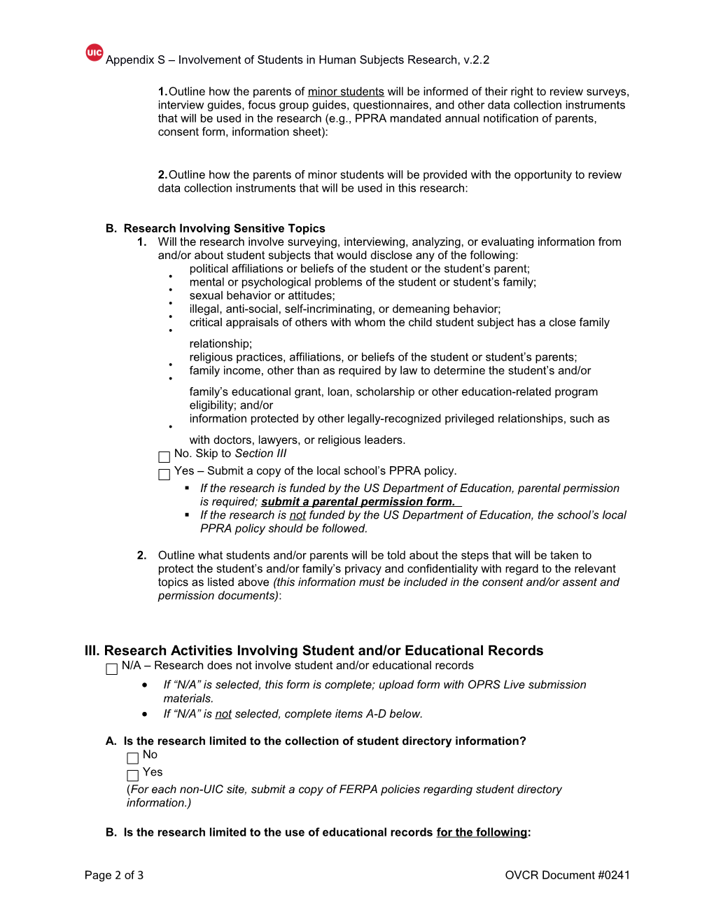 Appendix S Involvement of Students in Human Subjects Research V.2.0