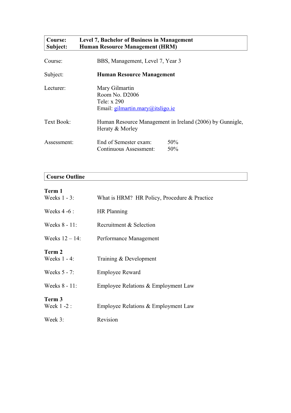 Course:Level 7, Bachelor of Business in Management