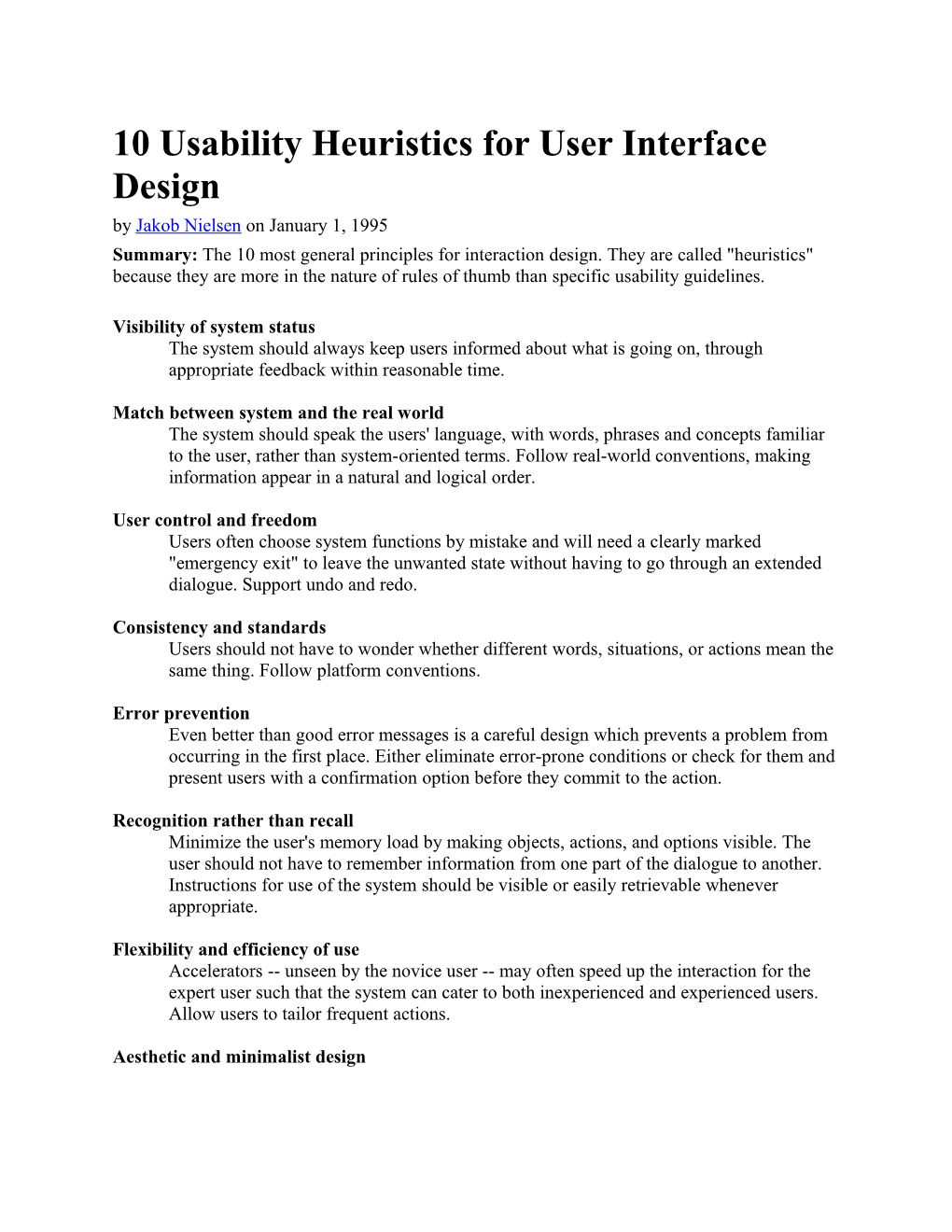 10 Usability Heuristics for User Interface Design