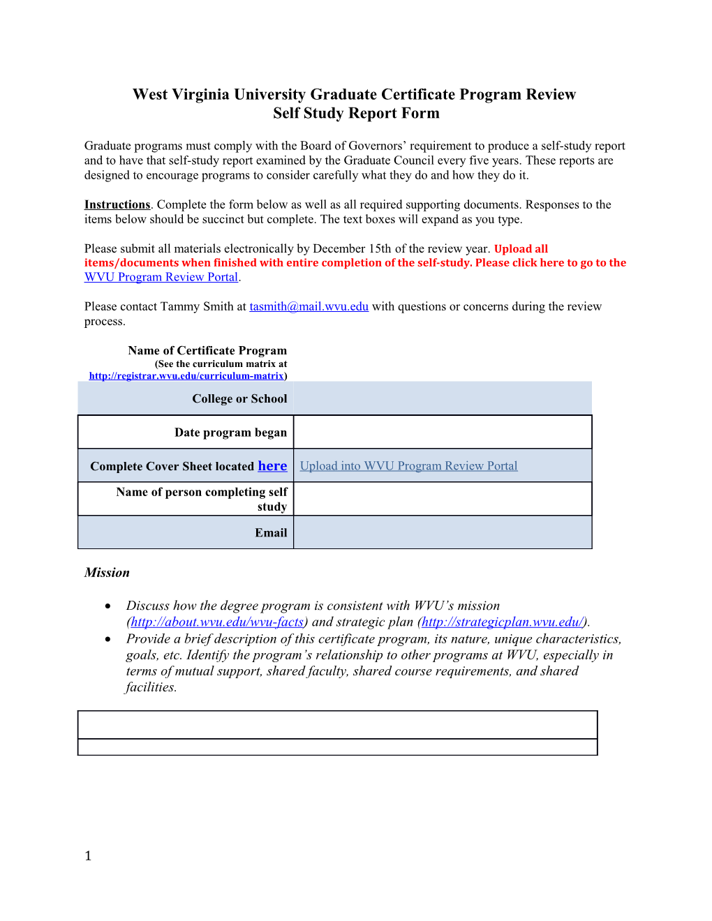 West Virginia University Graduatecertificate Program Review