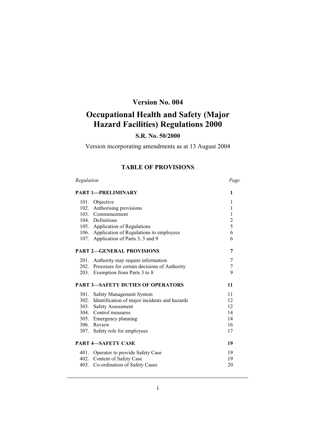 Occupational Health and Safety (Major Hazard Facilities) Regulations 2000