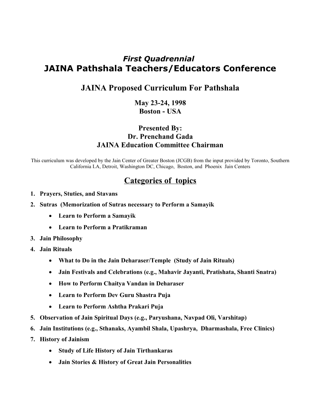 JAINA Pathshala Teachers/Educators Conference