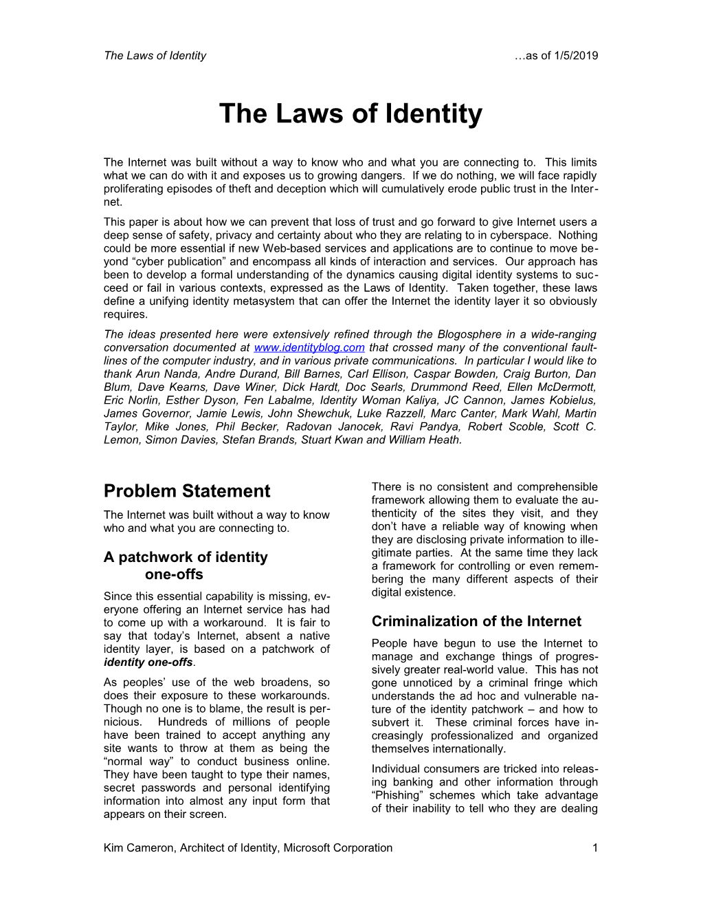 The Laws of Identity