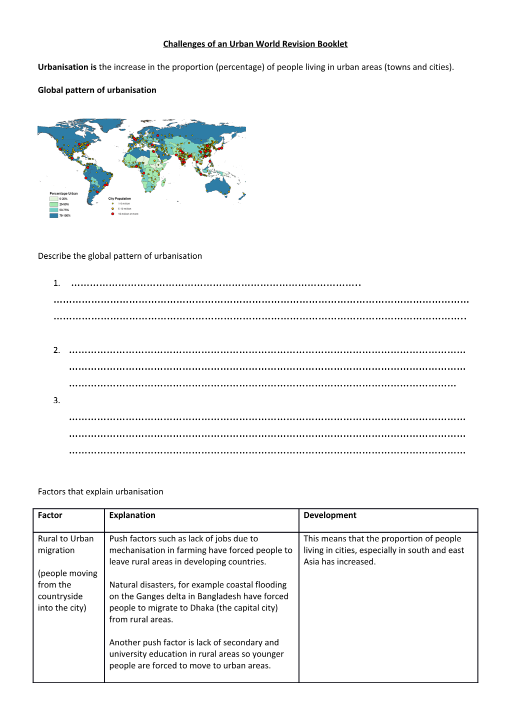 Challenges of an Urban World Revision Booklet