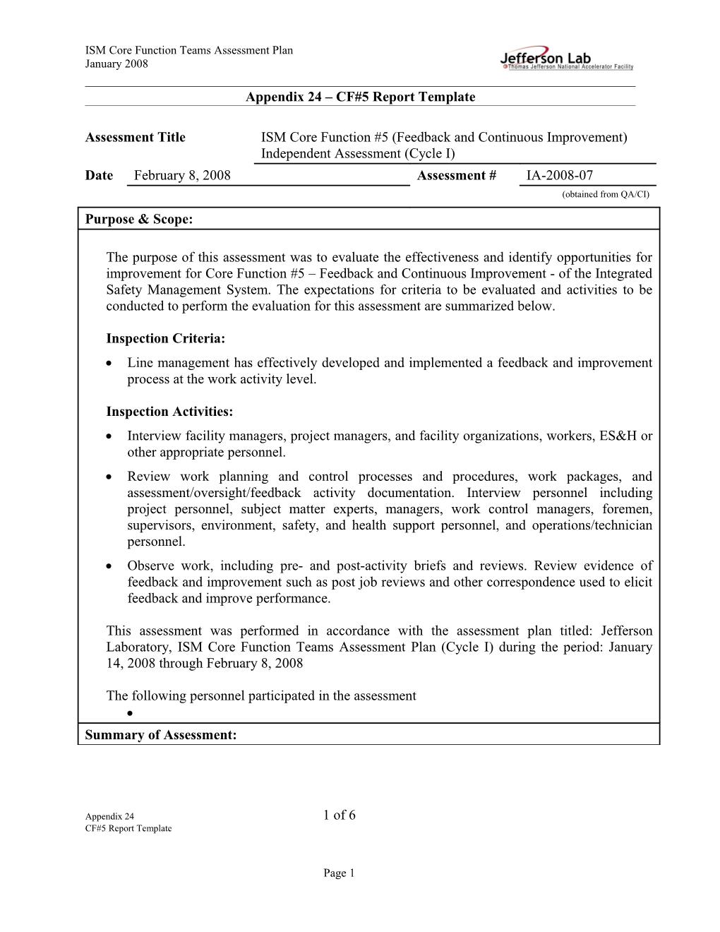 Appendix 24 CF#5 Report Template