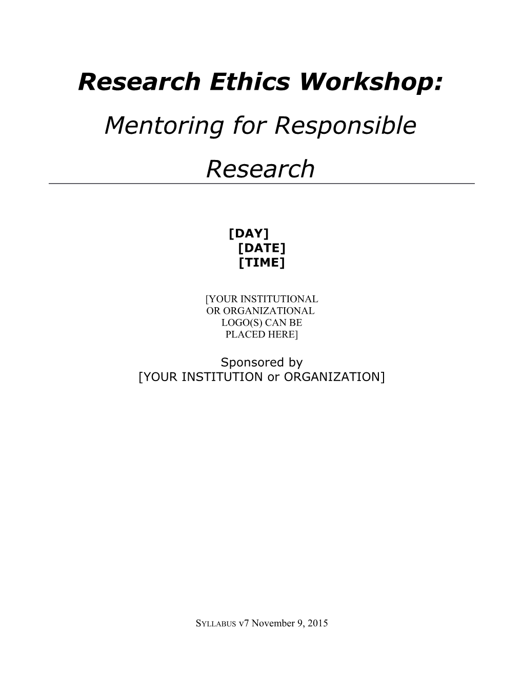 Research Ethics Education: Resources